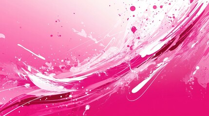 Poster - Vibrant pink abstract art with dynamic brush strokes and splashes
