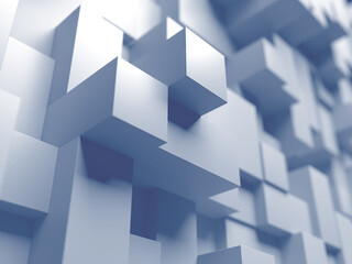 Wall Mural - White wall made of cubes blocks