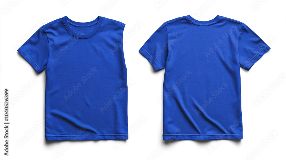 Blank Royal Blue T Shirt Mockup Front and Back View Stock Illustration ...