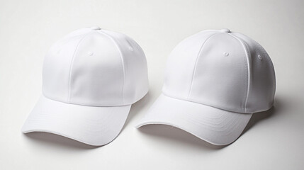 Poster - Two Blank White Baseball Caps Mockup for Branding Design