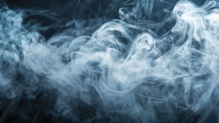 A close-up of a white smoke puff with intricate patterns, isolated on a black background
