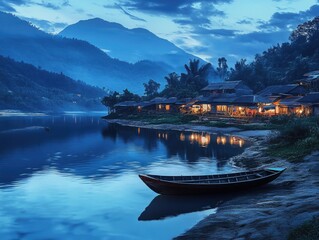 Canvas Print - Boat on Lake Shore