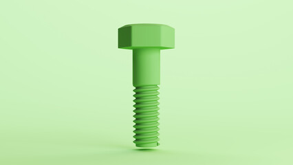 Wall Mural - Green bionic hardware bolt screw shape component technology design element neutral monochrome pale light mint tones pastel green background 3d illustration render