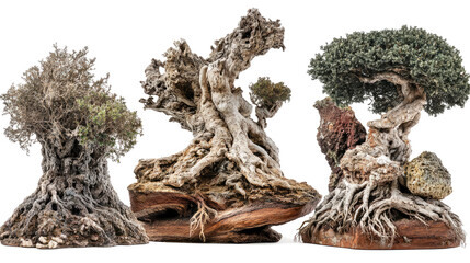 Poster - Unique Tree Collection Highlighting Root Systems on Clear Background Generative AI