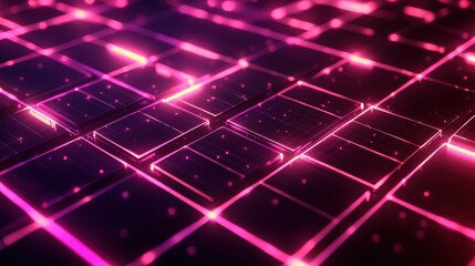 Wall Mural - abstract geometric grid pattern with bright neon accents and smooth gradients