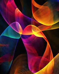 Canvas Print - abstract flowing ribbons light with vibrant color transitions