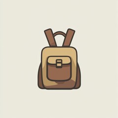 Fototapete - A sleek line-drawn backpack icon represents adventure and exploration, ideal for travel, hiking, and outdoor enthusiasts. Generative AI