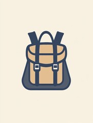 Aufkleber - This backpack icon features clean lines and a simple design, highlighting its role in adventure and exploration activities outdoors. Generative AI