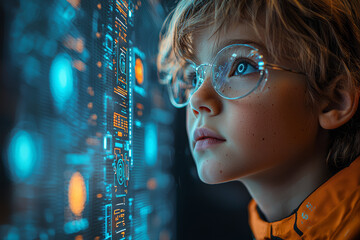 Poster - An AI-powered app teaching children coding, representing the future of technical education for younger generations. Concept of AI in coding education.