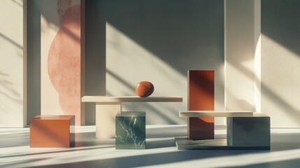 Poster - Abstract Minimalist Still Life with Geometric Shapes and Shadows