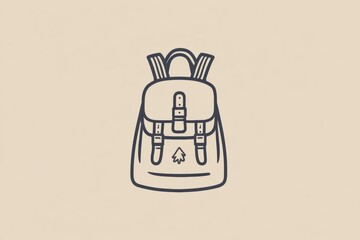 Fototapete - This simple backpack icon symbolizes the thrill of adventure and the spirit of exploration, inviting wanderlust and journeys ahead. Generative AI