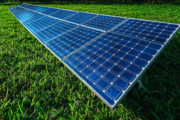 Poster - a solar field providing power to an entire city, illustrating the potential of large-scale renewable