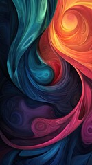Wall Mural - chaotic swirling lines in gradient colors with shadow details