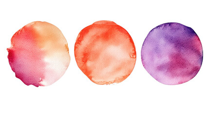 Poster - Colorful Watercolor Circles Set Isolated on a Transparent Background Generative AI