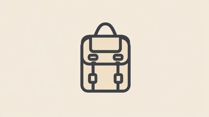 Fototapete - This clean and simple backpack icon embodies the spirit of adventure, featuring elegant lines on a soft, neutral backdrop. Generative AI