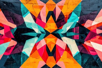 Wall Mural - dynamic geometric shapes in a kaleidoscopic arrangement with vibrant colors