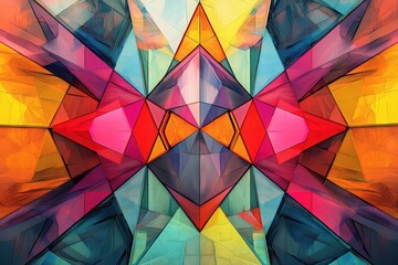 Wall Mural - dynamic geometric shapes in a kaleidoscopic arrangement with vibrant colors