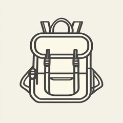 Fototapete - This clean backpack icon symbolizes adventure and exploration, featuring minimalist design and sleek lines. Generative AI