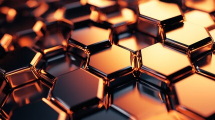 Wall Mural - dynamic hexagonal shapes with futuristic metallic finishes and reflections