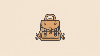 Aufkleber - This backpack icon features clean lines and a simple design, symbolizing adventure and the spirit of exploration for travelers. Generative AI