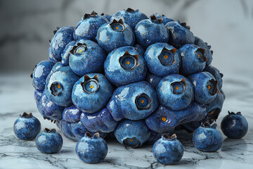Poster - a human brain composed of blueberries, symbolizing the cognitive benefits of fruits. concept of brai