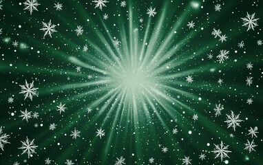 Poster - a mesmerizing winter wonderland with snowflakes drifting and sparkling against a green backdrop, cre
