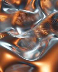 Wall Mural - flowing wave-like gradients with sharp angles and metallic finishes