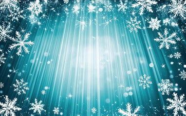 Poster - winter wonderland background featuring falling snowflakes and shimmering lights with a cool blue ton