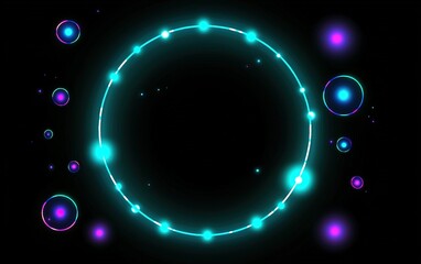 Poster - A vibrant display of glowing circles and orbs in a dark background, creating a mesmerizing cosmic illusion of light and color