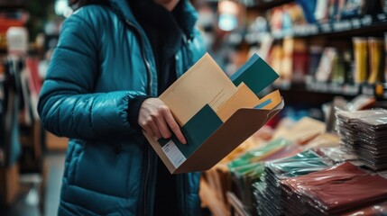 Woman Choosing Notebooks In A Store