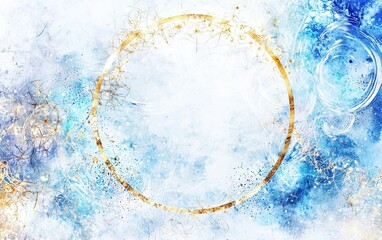 Poster - Abstract swirling blue and gold patterns creating a serene and ethereal atmosphere, perfect for artistic inspirations and backgrounds