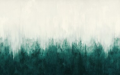 Poster - Abstract landscape artwork with gradient green hues blending into a soft white background, creating a tranquil atmosphere
