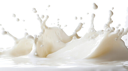 Poster - white milk and yogurt splashes isolated on a transparent background generative ai