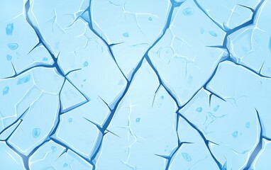 Poster - cracked ice surface with blue hues and intricate patterns observed in a frozen environment during wi