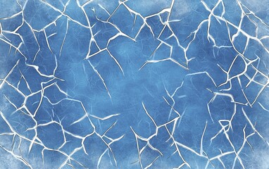 Poster - cracked ice surface with intricate patterns reflecting light in a cool, frosty environment