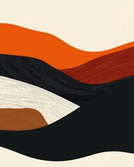 Wall Mural - minimalist abstract waves with sharp edges in a bold color palette