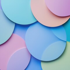 Wall Mural - minimalist overlapping circles in soft pastels with shadow effects