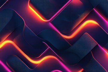 Wall Mural - neon grid pattern with dynamic shapes and gradient color transitions