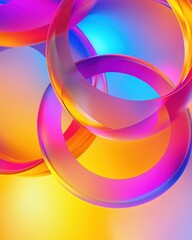 Wall Mural - overlapping circular shapes in dynamic neon colors with soft shadows