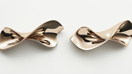 Poster - Fluid Golden Metal Shapes Create a Mesmerizing Abstract Arrangement Generative AI
