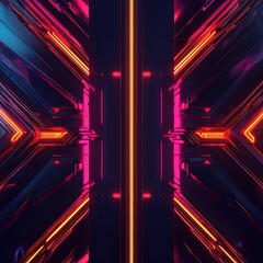 Wall Mural - sharp abstract lines forming a futuristic design with glowing neon accents