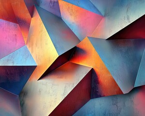 Wall Mural - sharp angular geometric forms with metallic textures and gradient lighting