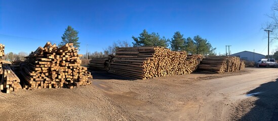 Stacked Lumber in a Lumber Yard