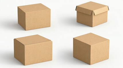 Poster - Simple Cardboard Boxes Arranged on a Flat Surface for Packing Use Generative AI
