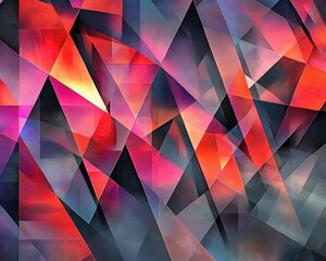 Wall Mural - sharp geometric fragments with gradient colors and metallic highlights