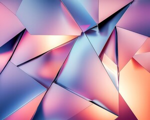 Wall Mural - sharp geometric fragments with gradient colors and metallic highlights