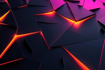 Wall Mural - sharp triangular shapes with glowing edges and gradient color fills