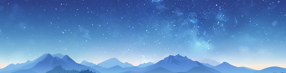mountains and hills on the horizon in blue. space for text.