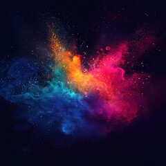 Wall Mural - vibrant color bursts on a dark background with smooth transitions