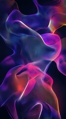 Wall Mural - wavy abstract lines in neon colors creating a dynamic fluid motion